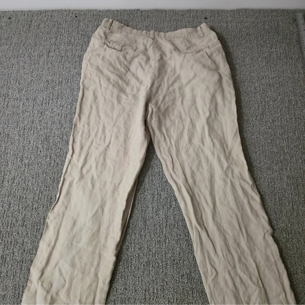 J Crew Pants Mens 34x34 Beige 100% Linen Flat Front Dress Trousers Summer